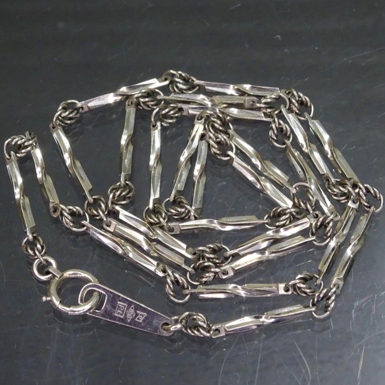 プラチナ pt850 切子 キリコ ヴィンテージ デザイン ネックレス 約40.5 プラチナ pt850 切子 キリコ ヴィンテージ デザイン ネックレス 約40.5