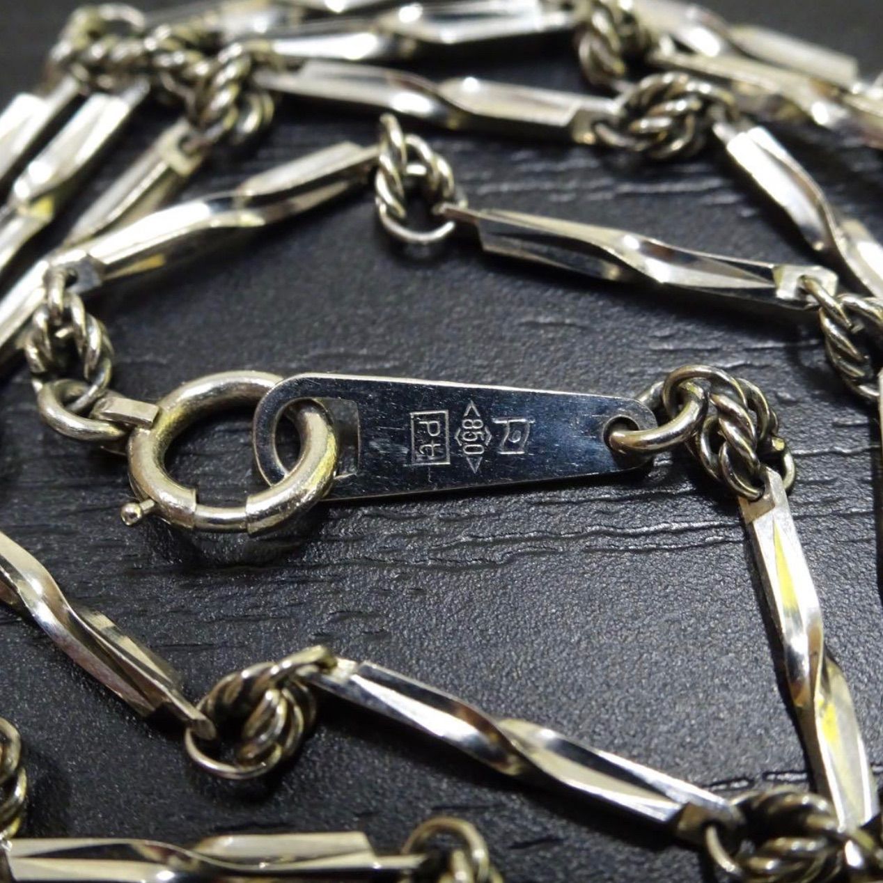 プラチナ pt850 切子 キリコ ヴィンテージ デザイン ネックレス 約40.5