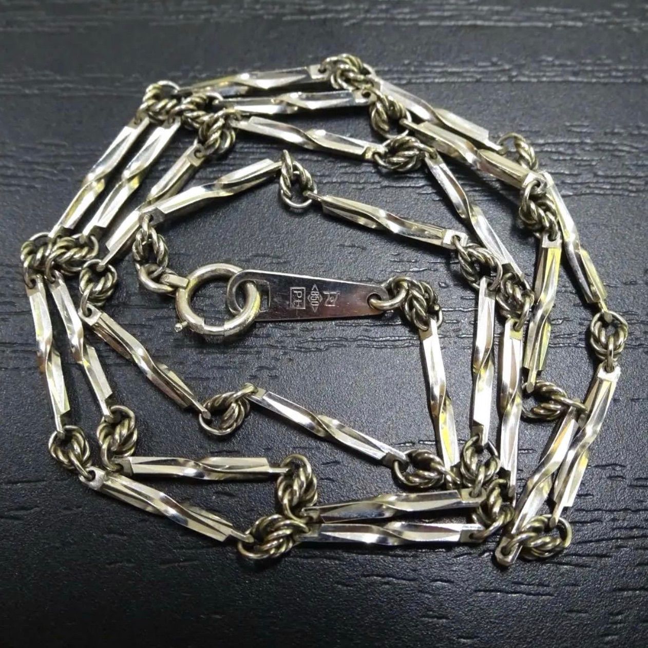 プラチナ pt850 切子 キリコ ヴィンテージ デザイン ネックレス 約40.5