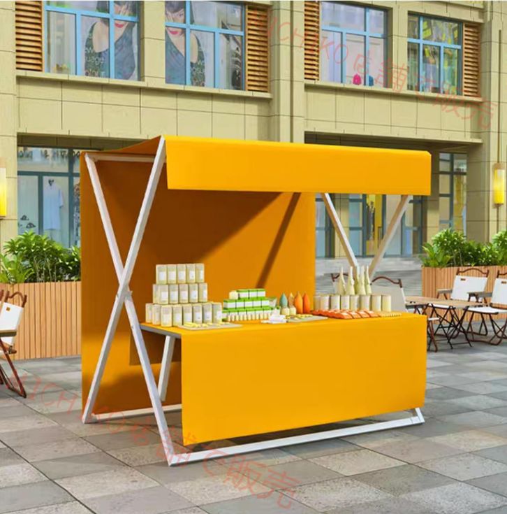 屋台ブース 仮設屋台セット 折りたたみ式 金属製フレーム 幅150×奥行144×高さ200cm 軽量設計 移動 簡単組み立て 露店 販促イベント イベントブース フリーマーケット テイクアウト マルシェ バザー 移動販売 屋外販売ブース 耐荷重250kg