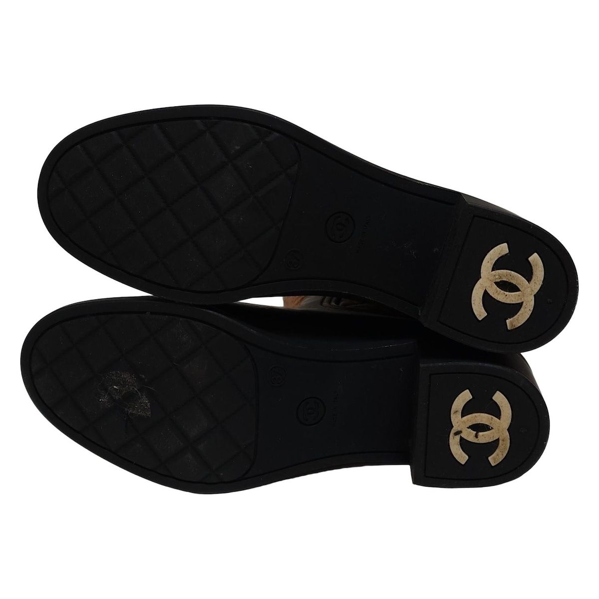 CHANEL★シャネル★ブーツ★カーフレザー★ブラック★37 CHANEL シャネル ショートブーツ カーフ パテントレザー ブラック #37