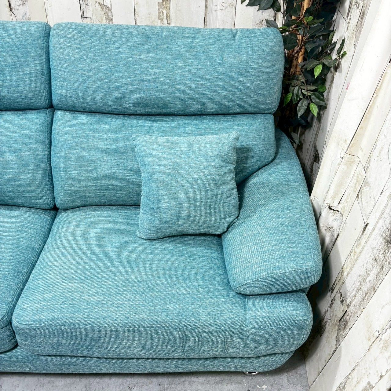 NITORI ニトリ 3人掛けソファ Nポケット A13 DR-LBL ターコイズブルー クッション付き ハイバック ポケットコイル NEXPOTALLINN_EU