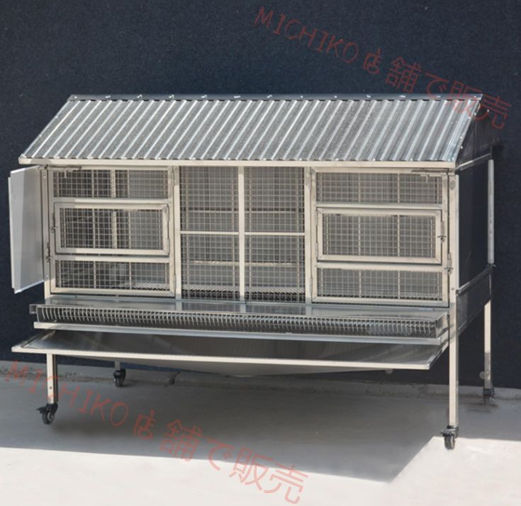 金属製鶏小屋 車輪と漏斗トレイ付きの屋外用ウサギ小屋 小動物家禽用の噛みつき防止モルモットケージ 150*70*110cm