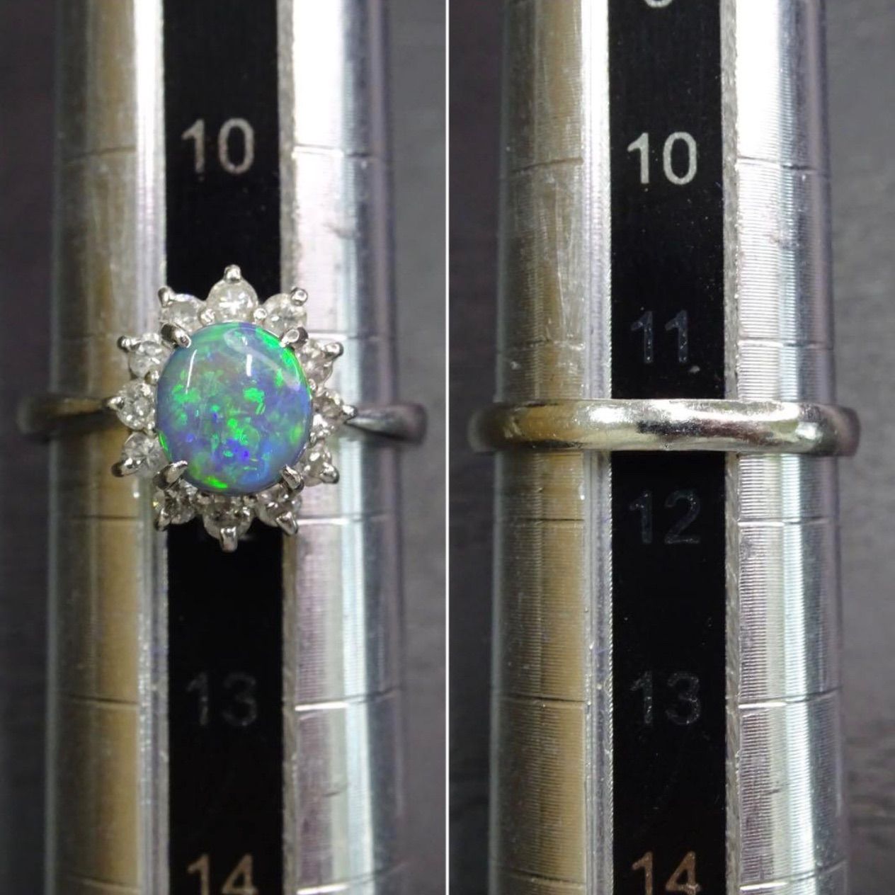 pt900プラチナ天然ブラックオパール0.89天然ダイヤモンド0.4リング11号 プラチナ pt900 天然ブラックオパール0.89ct 天然ダイヤモンド