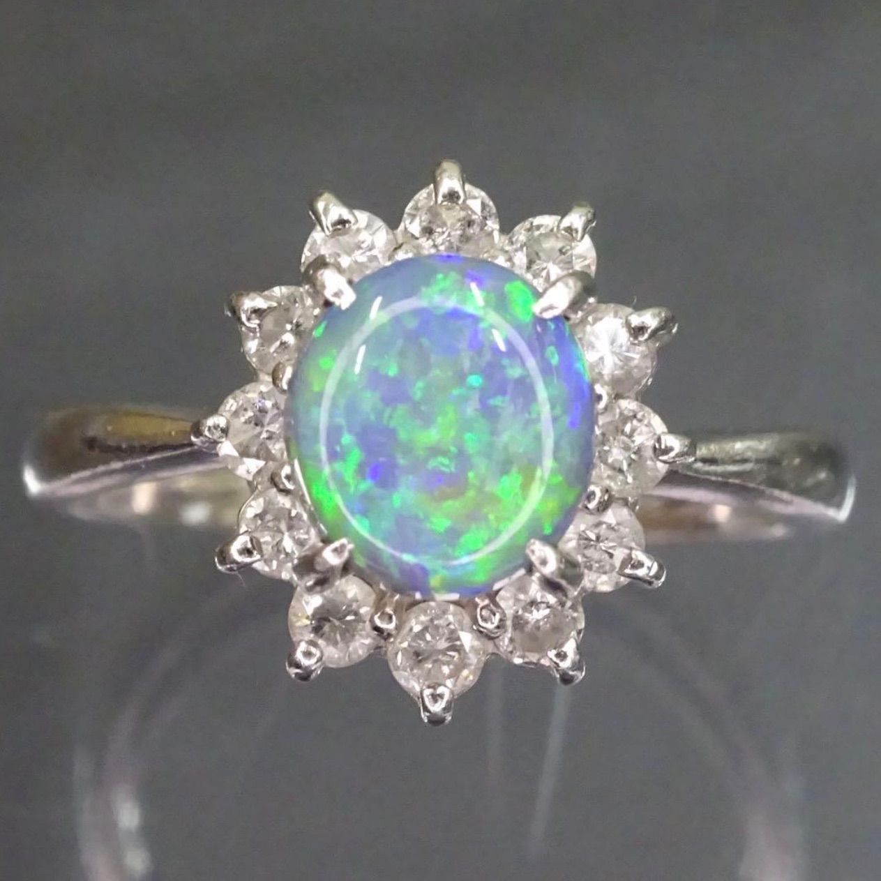 プラチナ pt900 天然ブラックオパール0.89ct 天然ダイヤモンド0.40ct