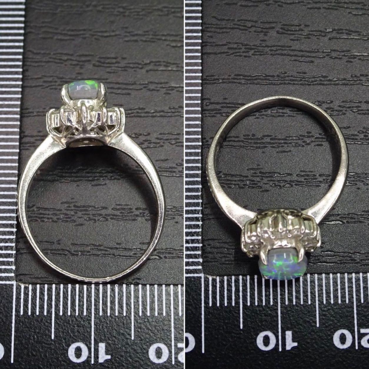 pt900プラチナ天然ブラックオパール0.89天然ダイヤモンド0.4リング11号 プラチナ pt900 天然ブラックオパール0.89ct 天然ダイヤモンド