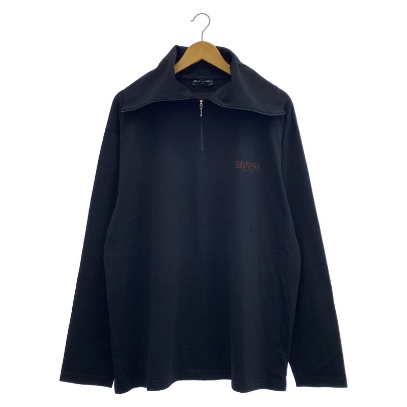 中古】BALENCIAGA 18SS ハーフジップ タートルネックカットソー L