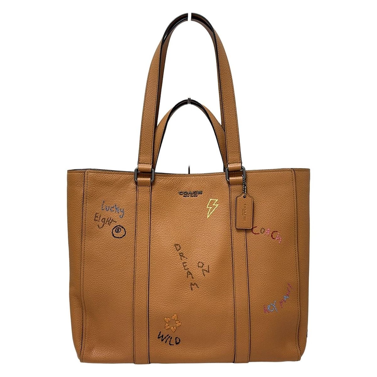 COACH コーチ トートバッグ - C8158 ブラウン×マルチ 刺繍 レザー
