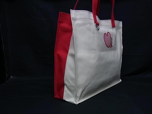 ファミリア キャンバス トートバッグ ハンドバッグ 肩掛け レディース アイボリー系×レッド系 FP 5856