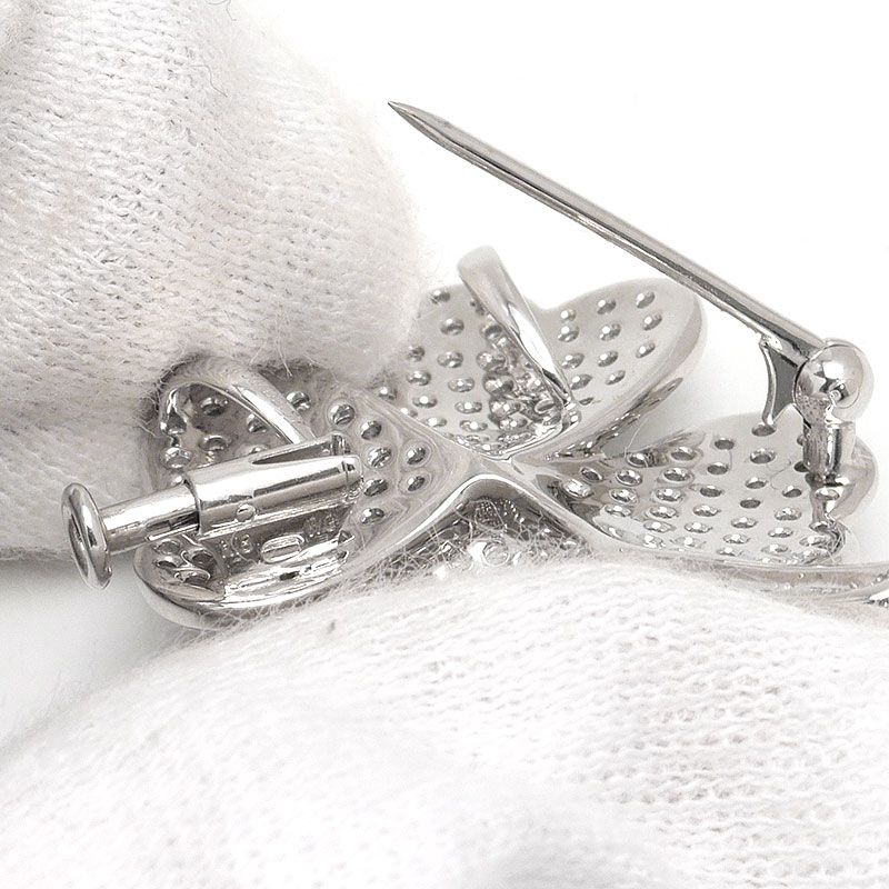 クローバーモチーフブローチ K18WG