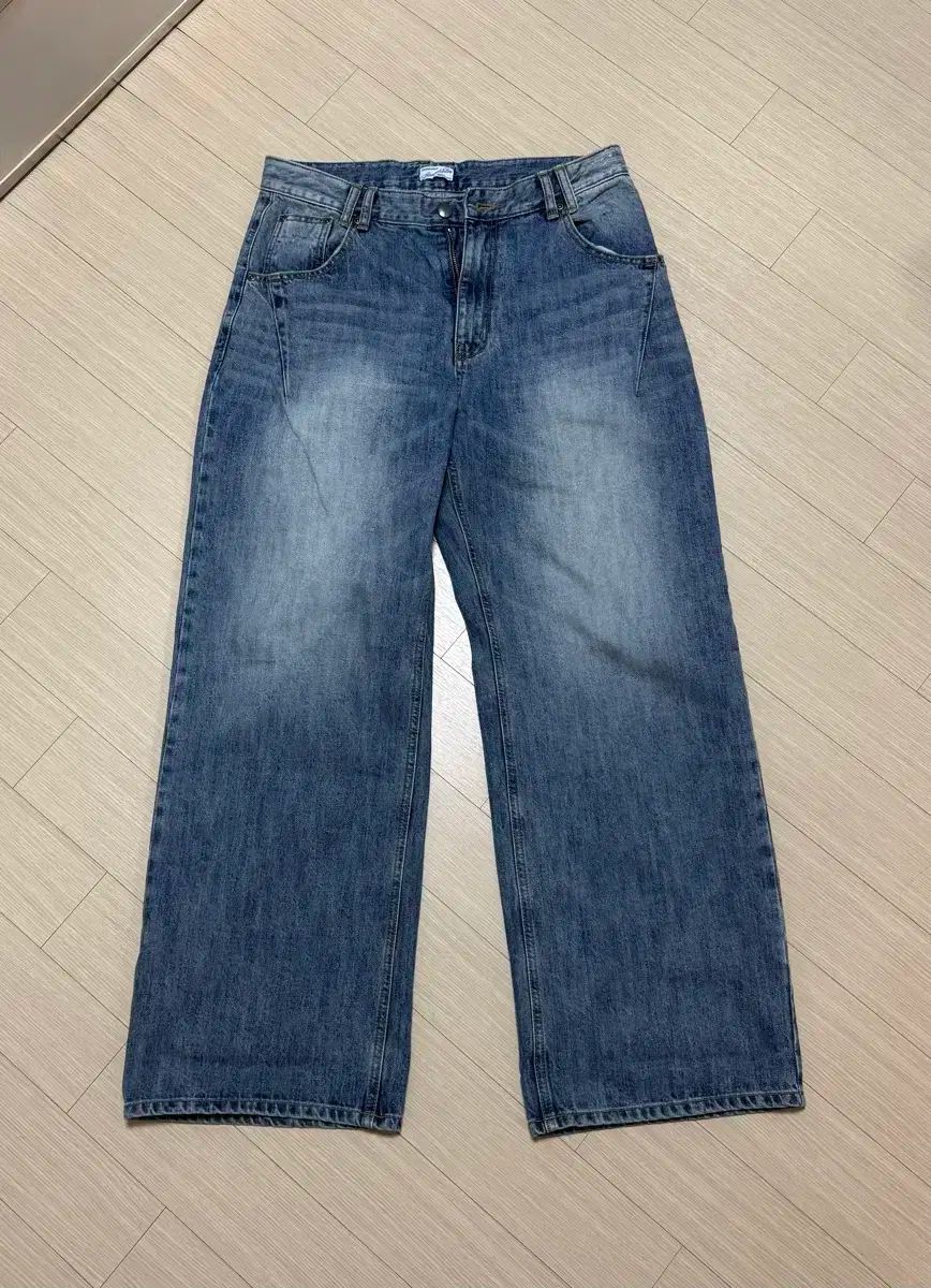 プリーズノーフォロー 25 ダメージ ウォッシュ ワイド パンツ デニム