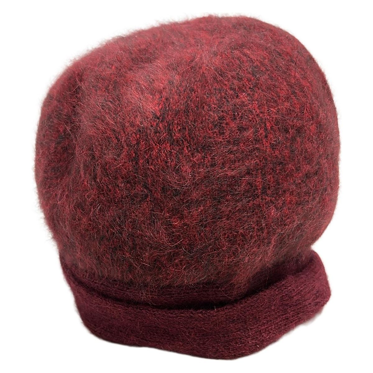 LANVIN en Bleu ランバンオンブルー ニット帽 ONE SIZE - レッド×黒 アンゴラ