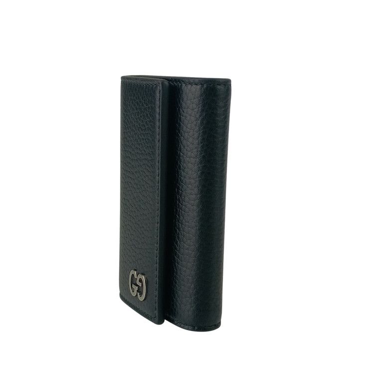 GUCCI グッチ キーケース GGロゴ 473924 ブラック レザー ユニセックス シルバー金具 超