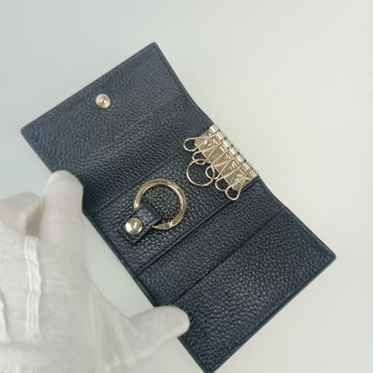  GUCCI グッチ キーケース GGロゴ 473924 ブラック レザー ユニセックス シルバー金具 超 キーケース 小物