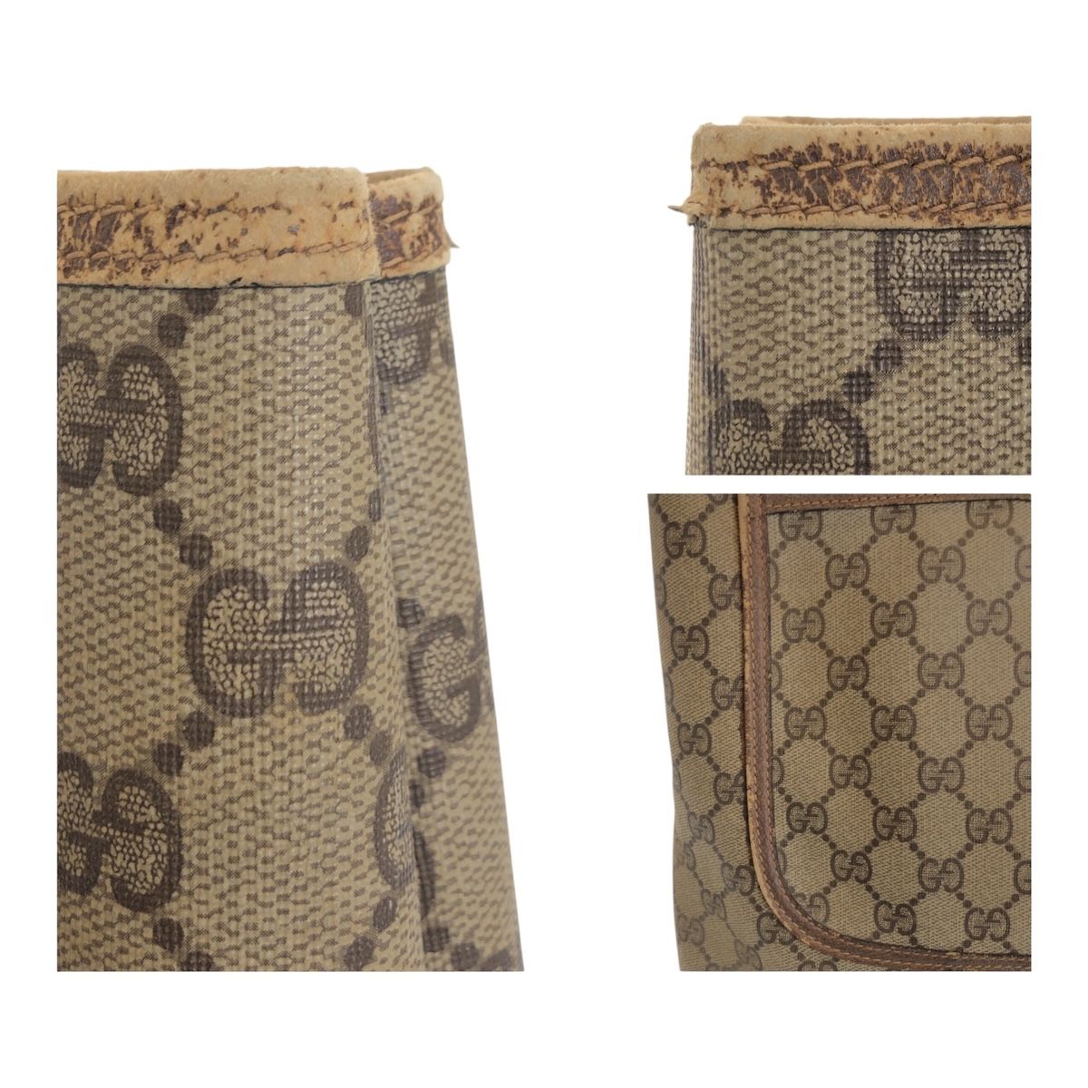 GUCCI グッチ ヴィンテージ シェリーライン グッチ ブラウン ゴールド金具 GGスプリームキャンバス レザー トートバッグ 505774 DECORATOM_COM_BR