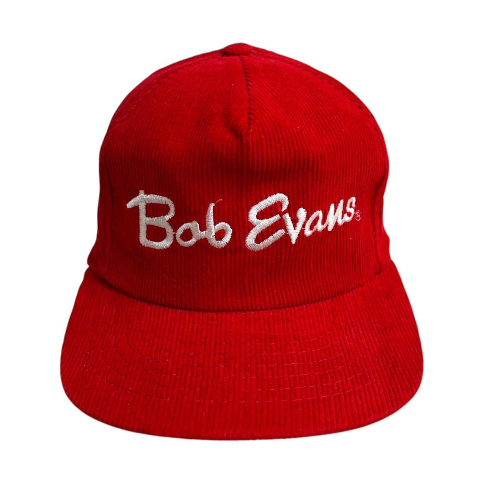 キャップ 帽子 Bob Evans ボブエヴァンズ ビンテージキャップ コーデュロイキャップ 刺繍ロゴ アメリカンレストラン レッド 赤 ホワイト 白