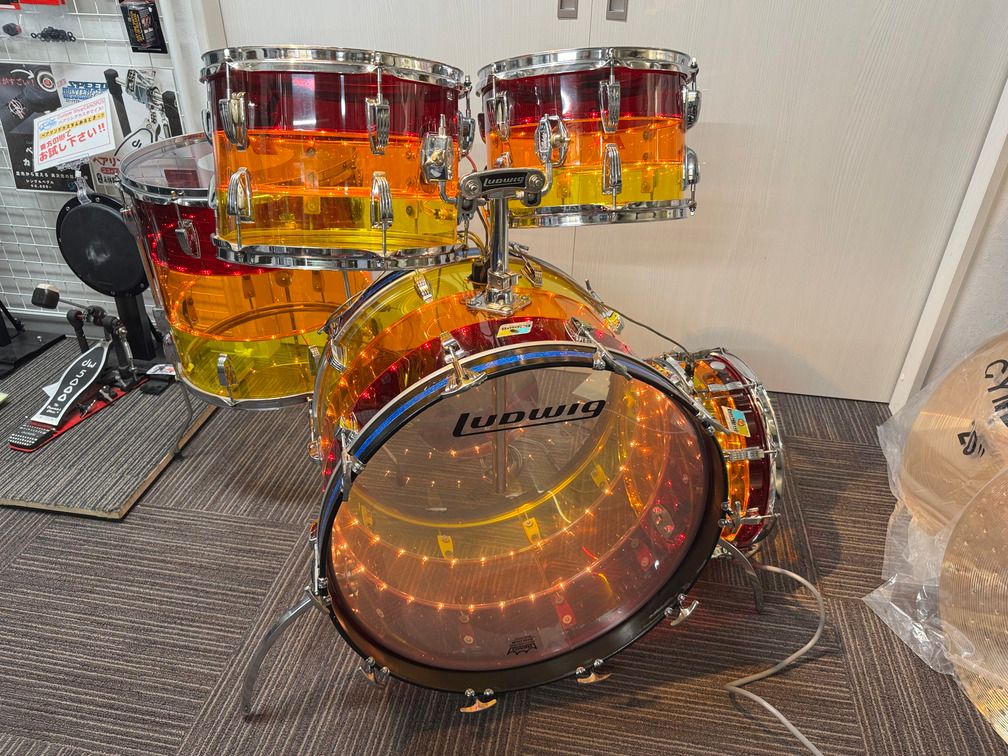 VINTAGE LUDWIG 70s TIVOLI BD22x14BD FT16x16 TT12x8 TT13x9 SD14x5 アクリル ストライプ