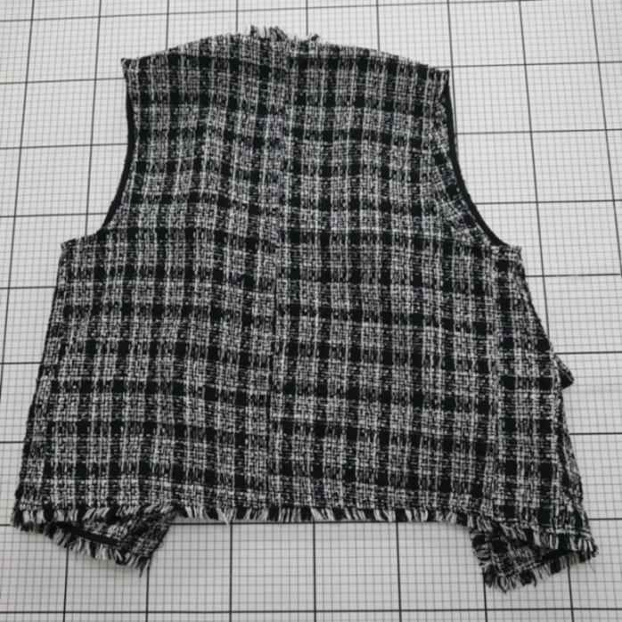 ◇ ⊇ ノーブランド キレイめ ノースリーブ ツイードベスト サイズM