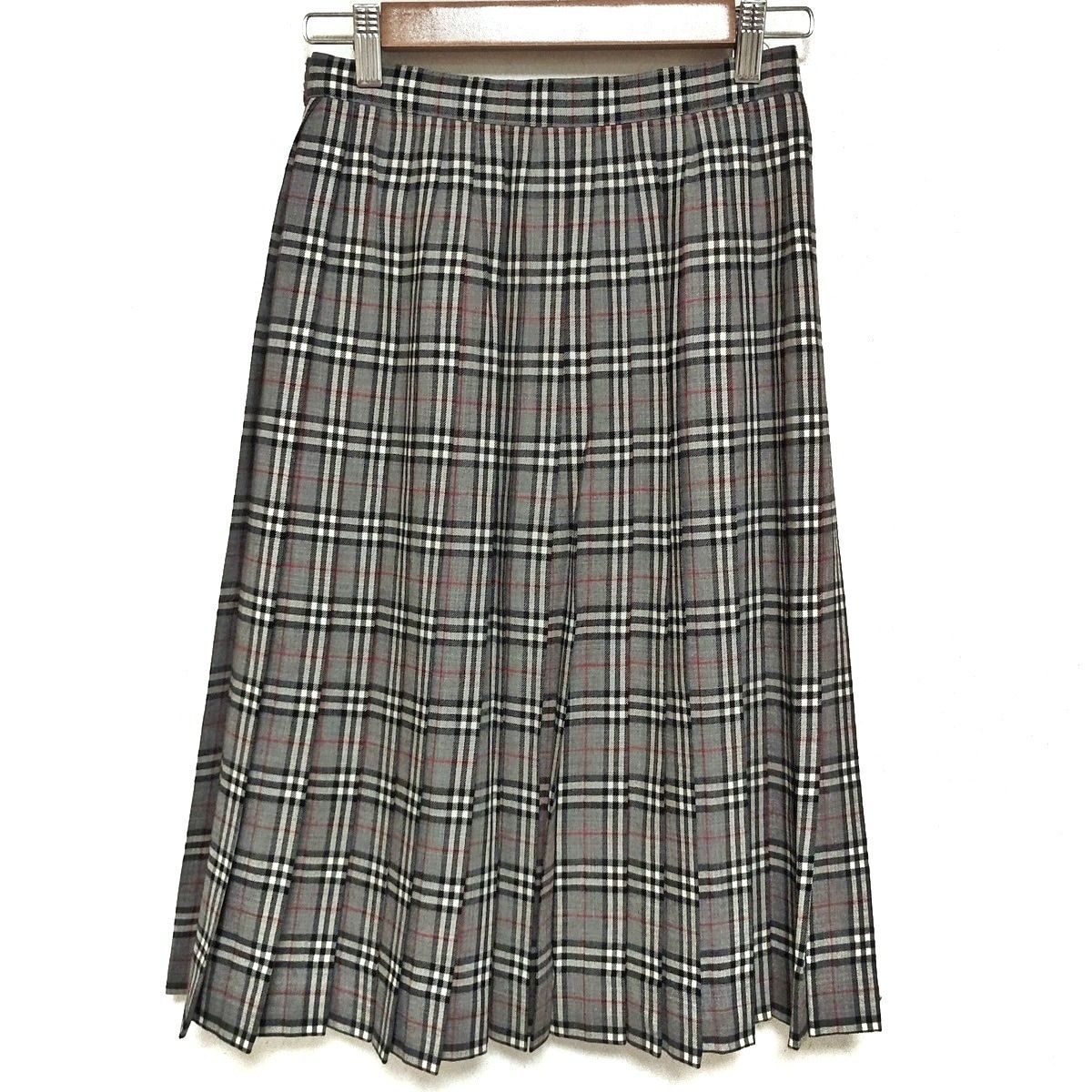 Burberry s バーバリーズ スカート レディース - グレー×黒×マルチ ひざ丈 チェック柄 プリーツ