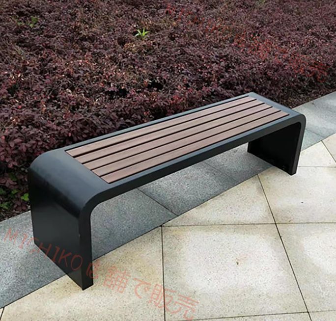 アウトドアガーデンベンチ 2人用ガーデンベンチ 頑丈な鉄製メタルフレーム付き バックレスベンチ 高負荷耐性 耐候性 公園 フロントポーチ 裏庭用 120x40x45cm