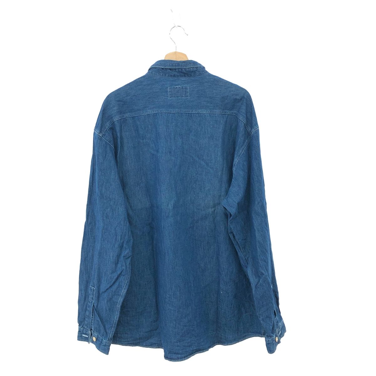 Vintage Armani Jeans Shirt Mens M Navy Blue Button Down Long 