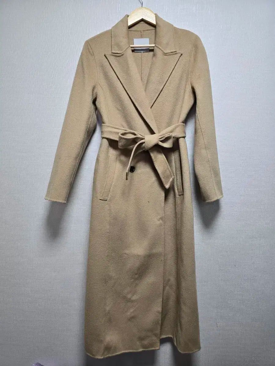 ナンニング9 ウール ベージュ ベルト ロング コート