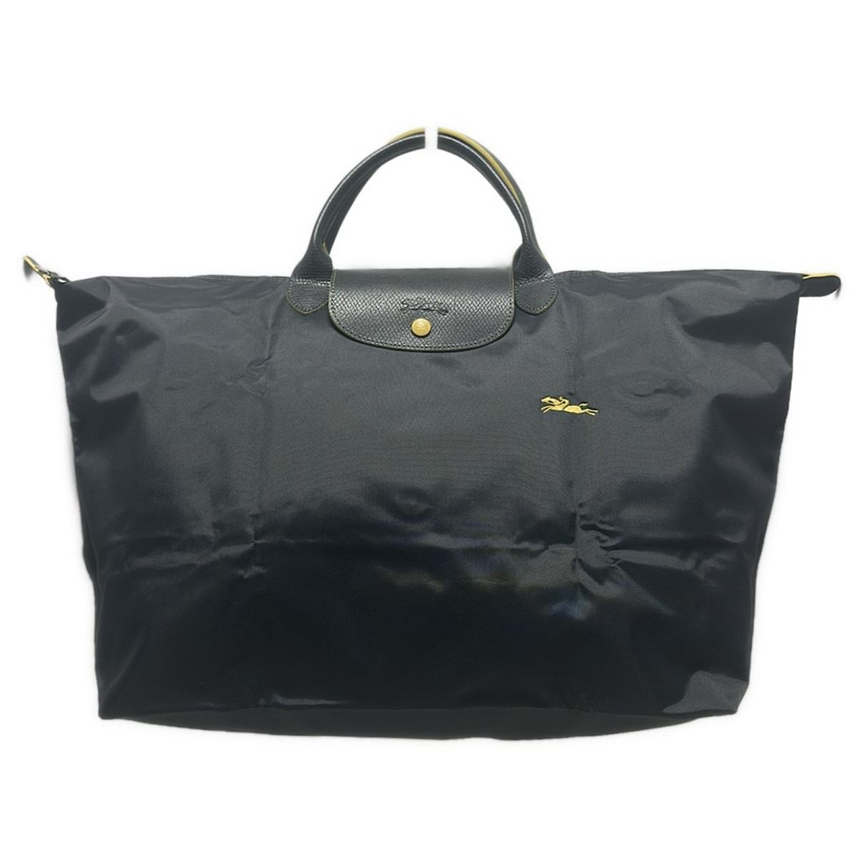 LONGCHAMP ロンシャン ボストンバッグ ル プリアージュネオ ダークグレー×ダークイエロー 折りたたみ 本体ロックなし レザー