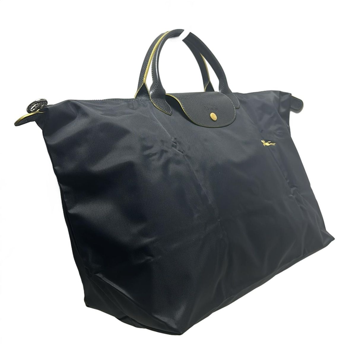 LONGCHAMP ロンシャン ボストンバッグ ル プリアージュネオ ダークグレー×ダークイエロー 折りたたみ 本体ロックなし レザー