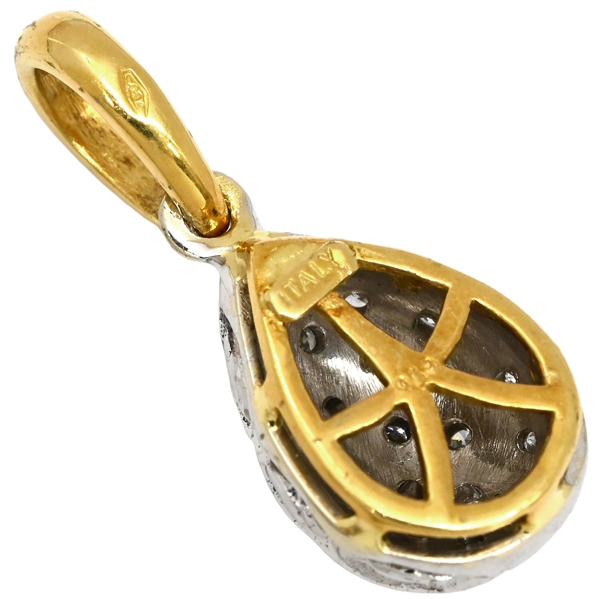 ペンダントトップ K18WG K18YG ダイヤモンド ホワイトゴールド×イエローゴールド ペンダントヘッド Au750 18K 18金 WG×YGコンビ ダイヤ 雫型 しずく 涙型 ティアドロップ