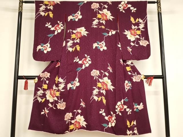 平和屋着物[]アンティーク 大正ロマン 女の子 子供 小紋 草花文 逸品