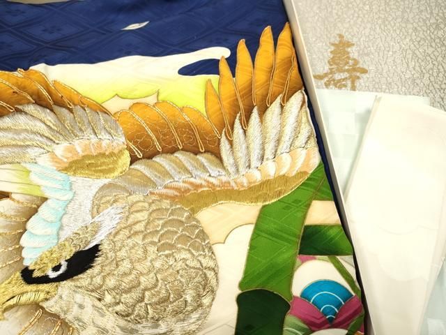 大得価，安い 平和屋着物[]お宮参り　男の子　祝着　産着　初着　のしめ　駒刺繍　鷹　鷲　籬花文　金彩　共箱付き　逸品　DAAR6284ma 着物・着物ドレス