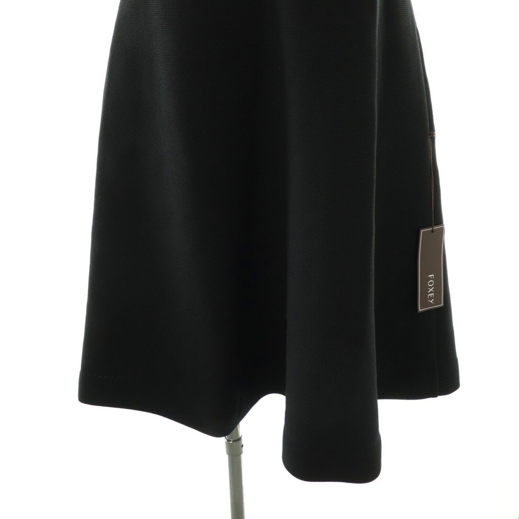 【美品】フォクシー ニットワンピースドレス ひざ丈フレア 黒フレンチスリーブ フォクシー FOXEY ニットドレス ワンピース ひざ丈 38 ブラック 43585