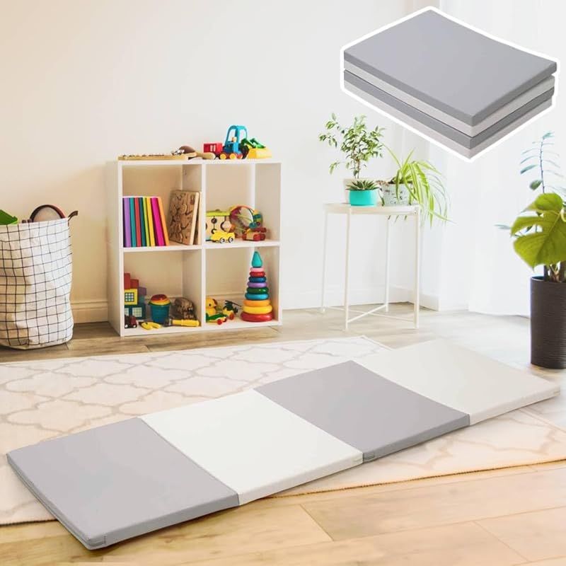 Bonarca プレイマット ベビーマット 赤ちゃん 厚手 クッションプレイマット 折りたたみ 200cm×70cm×4cm 子供 ストレッチマット ヨガマット 防音 防水 室内 BPM-W200D70 0