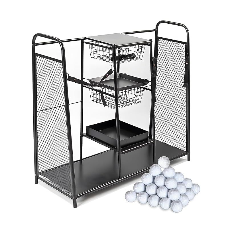 YIK TUNG ホームジム収納ラック ヨガマット ジム 多層収納ラック 機器収納オーガナイザー 大容量 省スペース 色々なジム機器を収納 ヨガストラップ 抵抗バンド ワークアウト ダンベル ケトルベル フォームローラー スポーツ用品 フック 0