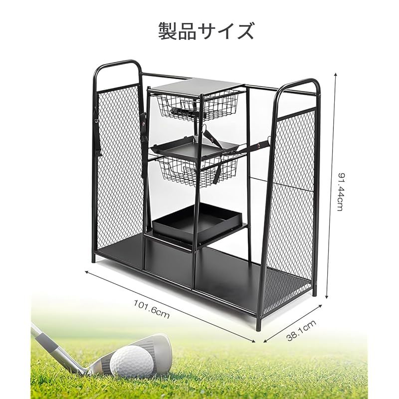 YIK TUNG ホームジム収納ラック ヨガマット ジム 多層収納ラック 機器収納オーガナイザー 大容量 省スペース 色々なジム機器を収納 ヨガストラップ 抵抗バンド ワークアウト ダンベル ケトルベル フォームローラー スポーツ用品 フック 0