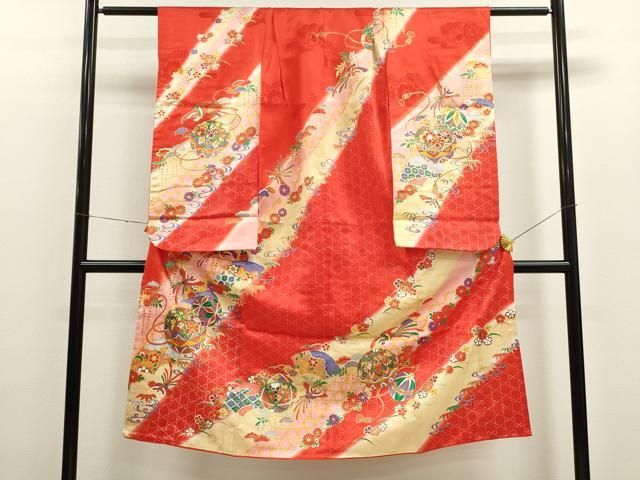 【限定セール，正規品】 平和屋着物[]七五三　女の子　７歳　祝着　四つ身　鞠鳳凰草花文　金彩　洗える着物　CAAT6280ze 着物・着物ドレス