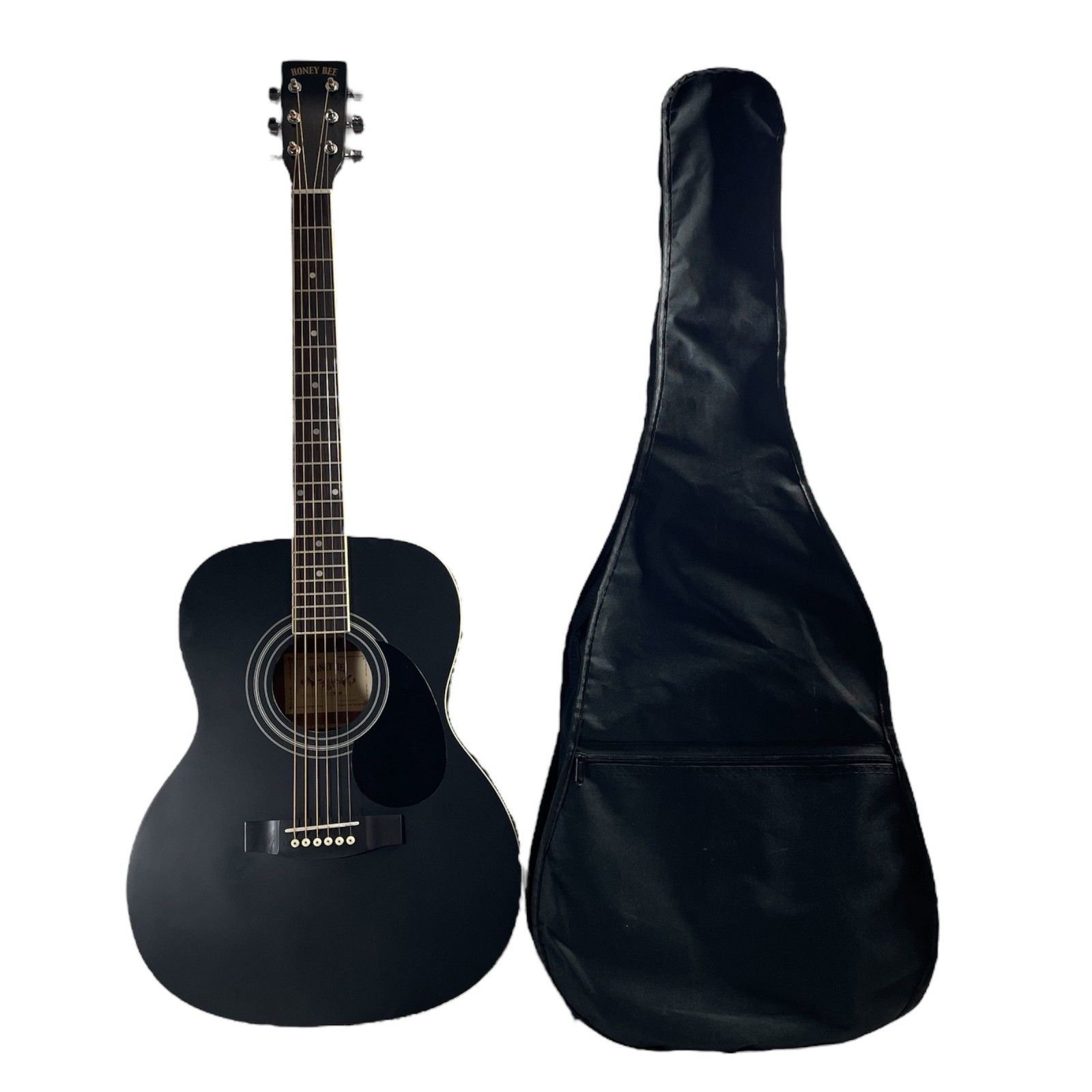 HONEY BEE アコースティックギター ブラック F-15M アコギ ソフトケース ストラップ ピック付属 現状品 2.4kg