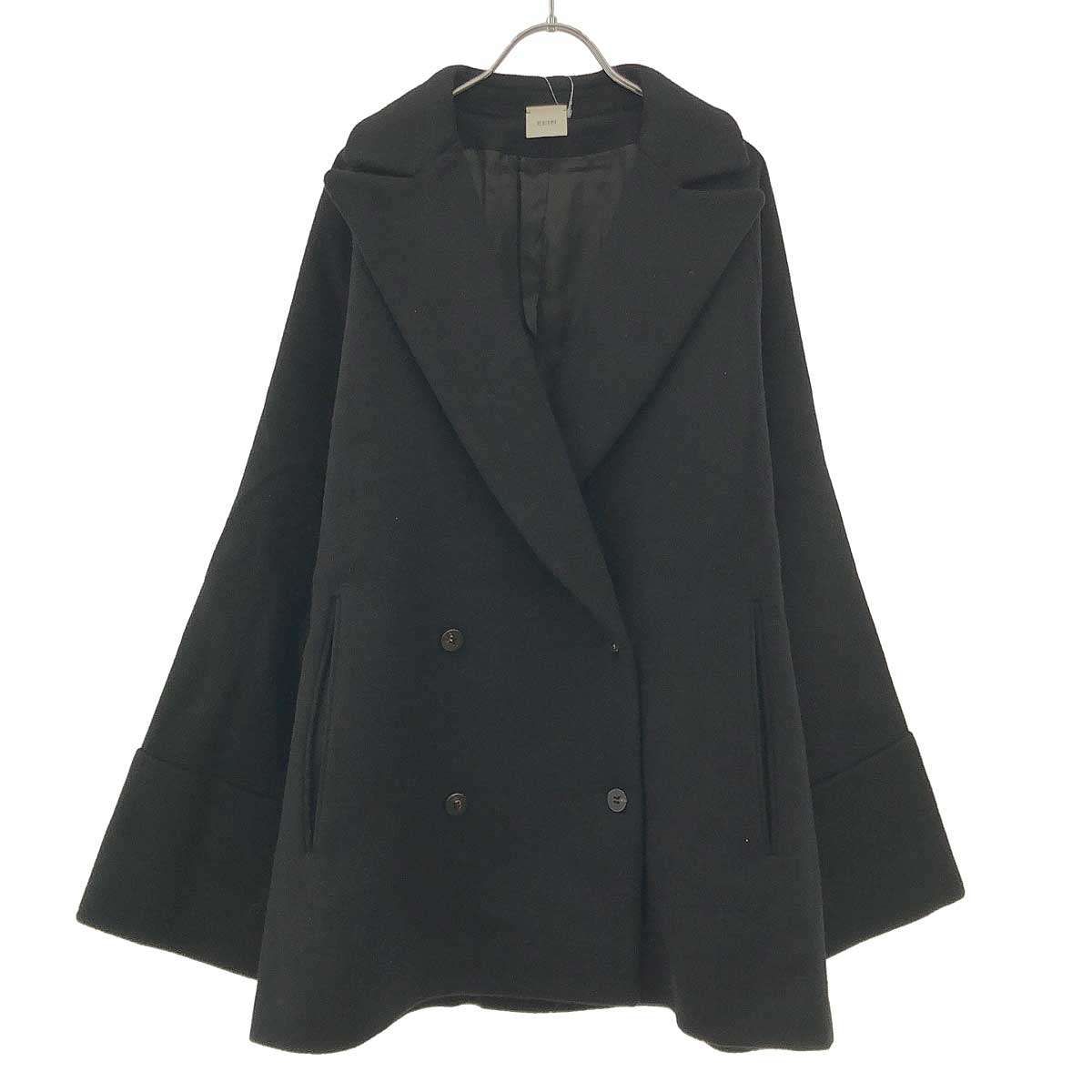 ELIN エリン W|face Cape Slit Coat ダブルフェイスケープコート 11706-33-0611 ブラック 38