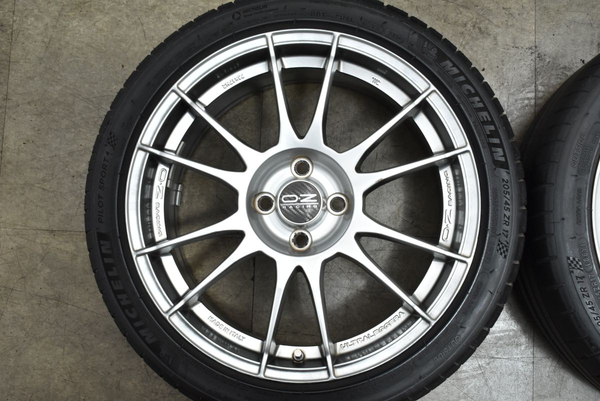 程度良好 OZ ウルトラレッジェーラ 17in 7J 44 PCD100 パイロットスポーツ4 205|45R17 R50 R56 ミニクーパー NDロードスター ヤリス