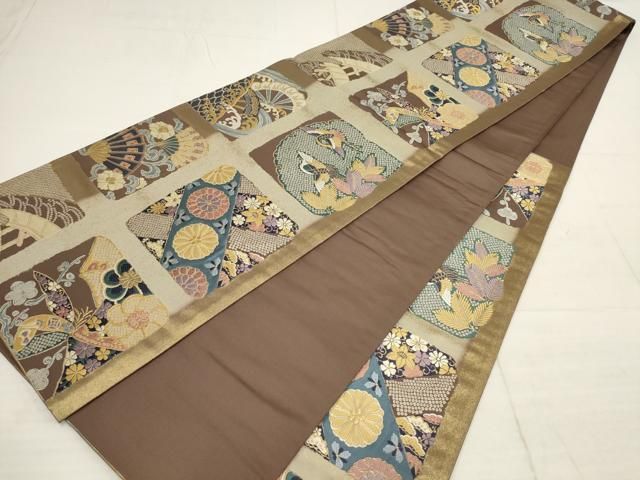 平和屋着物▽六通柄袋帯 唐織 唯が袖 吉祥文様縫小袖 金糸 正絹 逸品