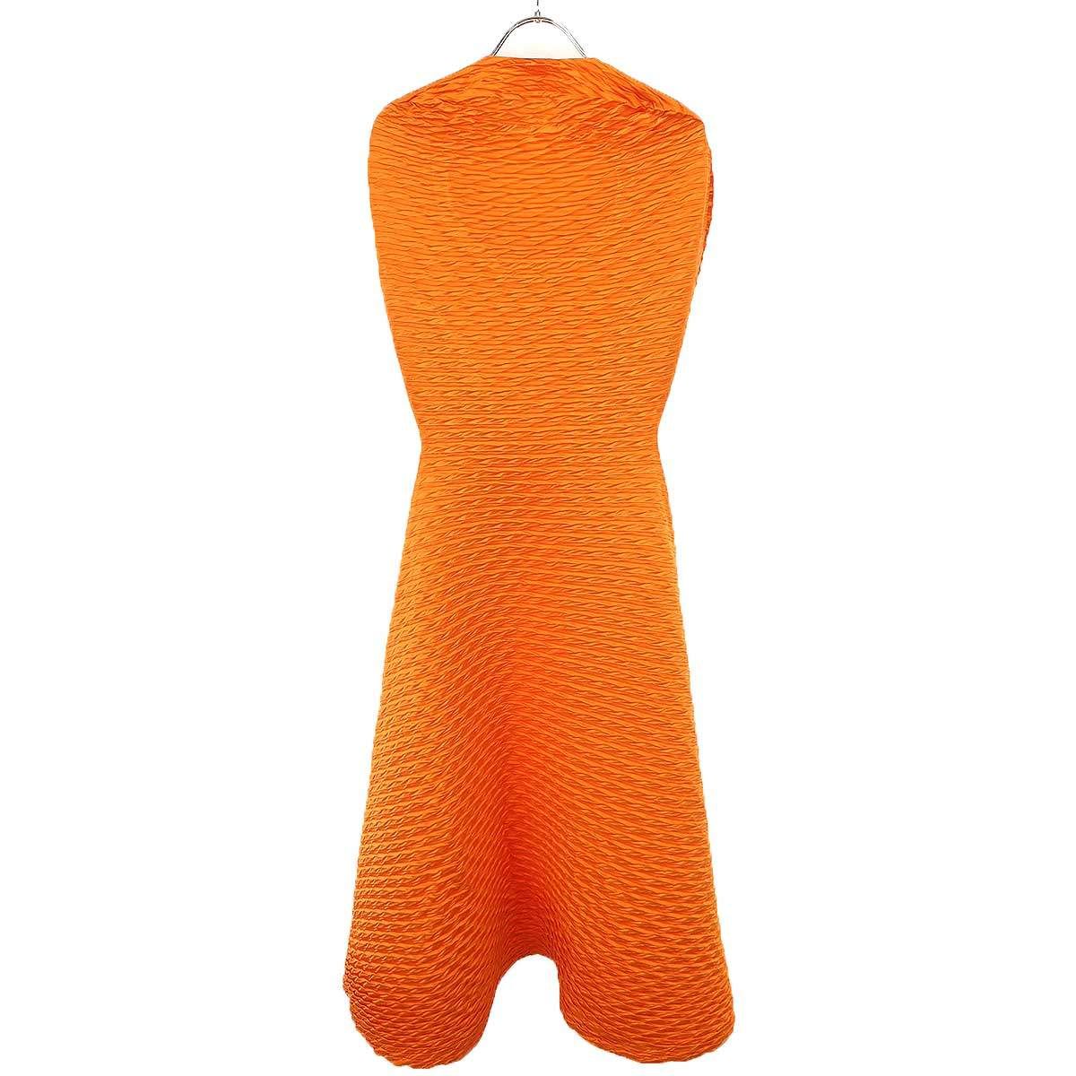 ISSEY MIYAKE イッセイミヤケ 21SS ノースリーブプリーツドレスワンピース IM12FH603 オレンジ 2