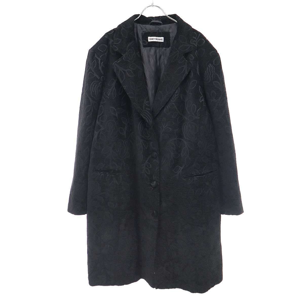 ISSEY MIYAKE イッセイミヤケ フラワージャガードチェスターコート IM01FG042 ブラック M