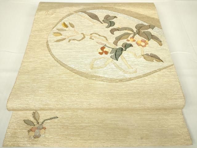 厳選◆古布◆素晴らしい江戸縮緬の祝着◆刺繍◆雀◆振袖◆正絹◆丈148.5 平和屋着物▽西陣 宮階織物 宮繍苑 里葉 八寸名古屋帯 草花文 金銀糸