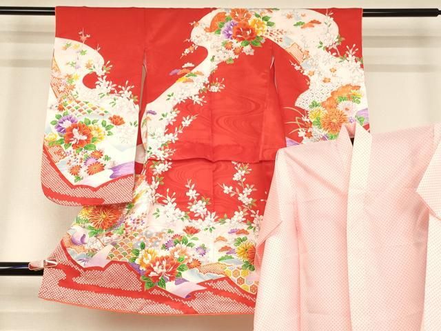 平和屋着物[]七五三 女の子 3歳 祝着 三つ身 長襦袢(無双仕立て)セット