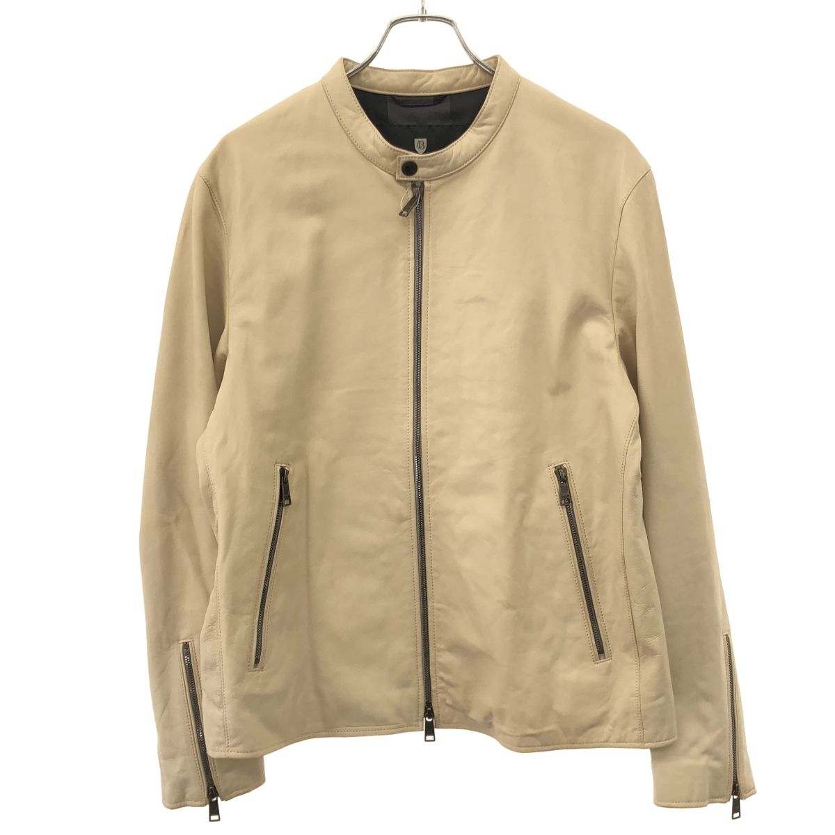 BLACK LABEL CRESTBRIDGE ブラックレーベルクレストブリッジ シングルレザーライダースジャケット 51F01-401-02 ベージュ LL