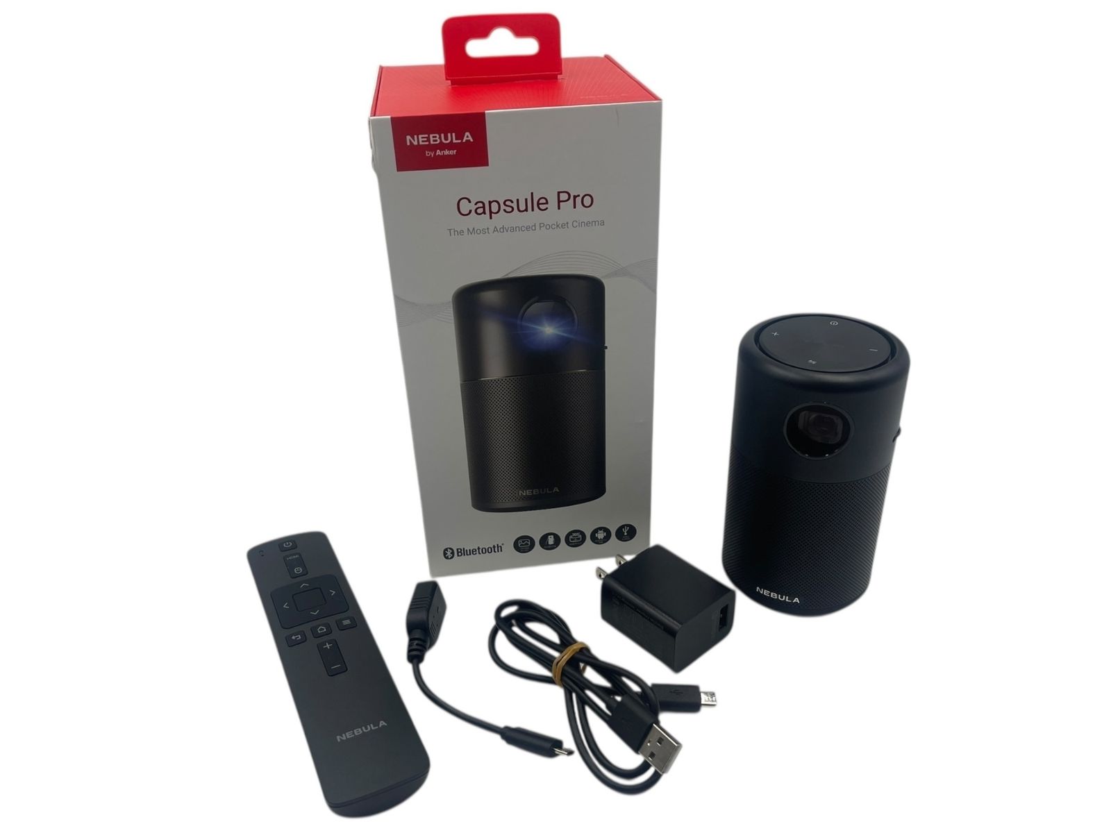 Anker Nebula Capsule Pro D4111 ポータブルプロジェクター 使用感あり 動作 済み リモコン アダプタ ケーブル 属 アンカー