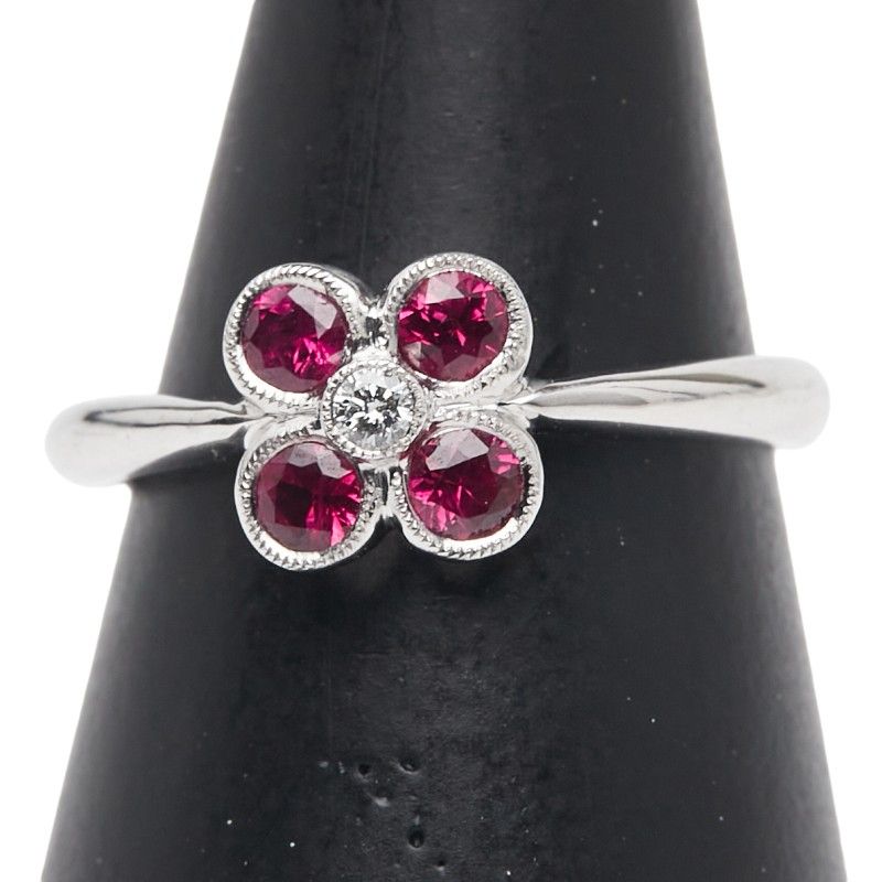 花 フラワー モチーフ K18WG ホワイトゴールド レディース 1-0237352