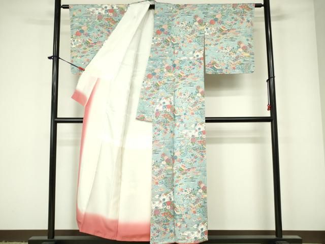 平和屋着物□上質な小紋 型染め 風景花文 正絹 逸品 未使用 DAAX7291qp