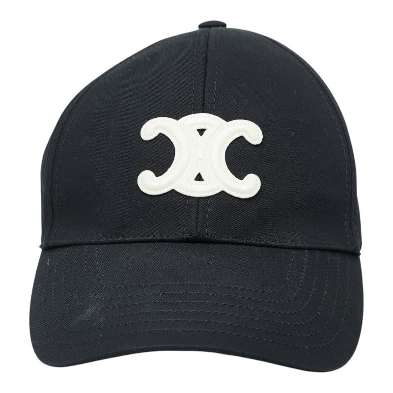 セリーヌ トリオンフ ベースボールキャップ キャップ サイズ S ブラック ホワイト コットン レディース CELINE 214-39361