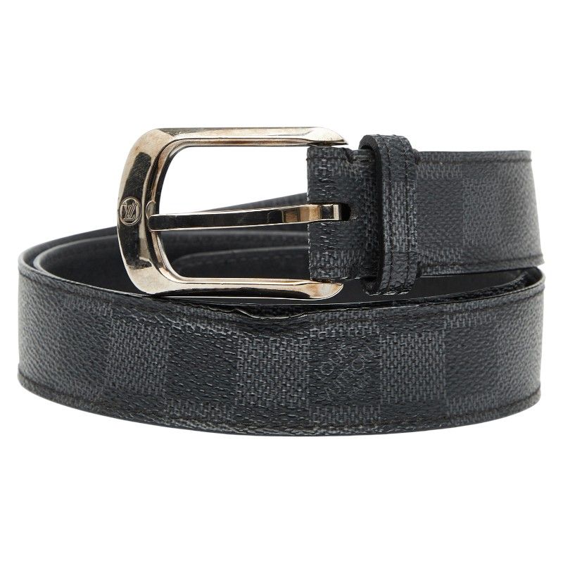 ルイ ヴィトン ダミエ グラフィット サンチュールエリプス ベルト サイズ 90|36 M6821 ブラック PVC レザー レディース LOUIS VUITTON 1-0239690